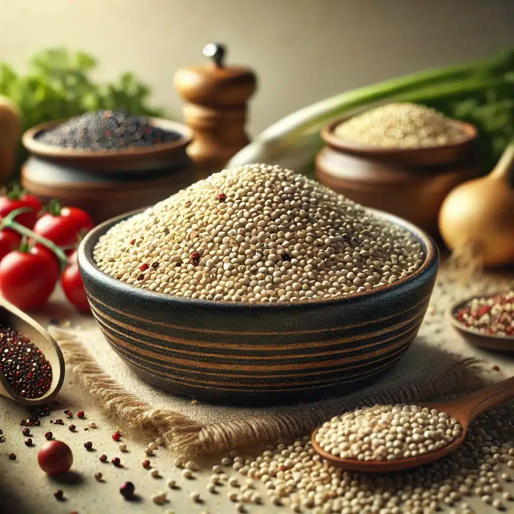 grains quinoa tomates poivre oignons