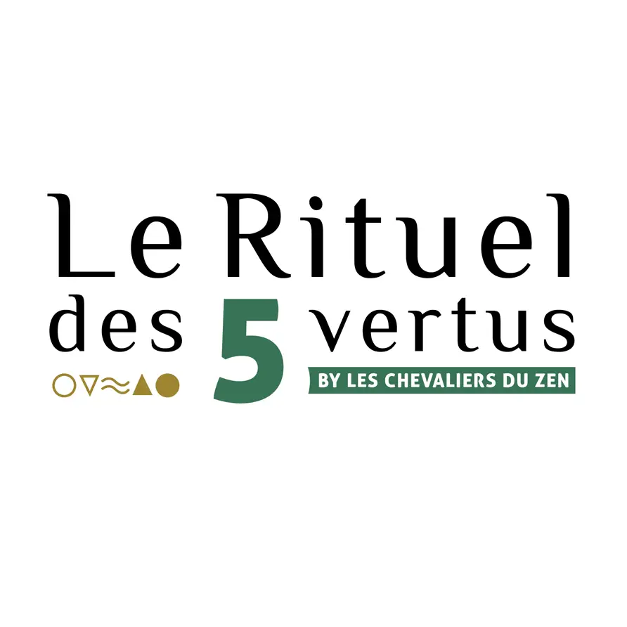 Les chevaliers du zen rituel 5 vertus logo cinq éléments air terre eau feu ether massage soin signature fiez yverdon or